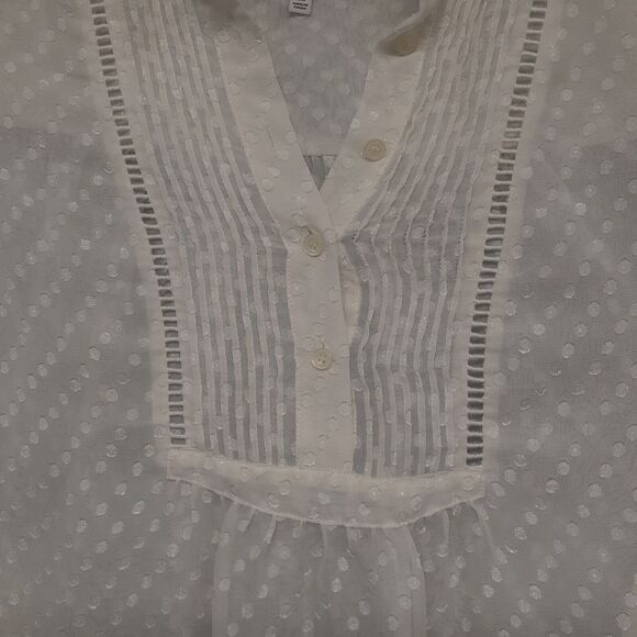Madewell Cream Pintuck Dot Sheer Long Sleeve Pleated Blouse Size XS - Picture 2 of 6